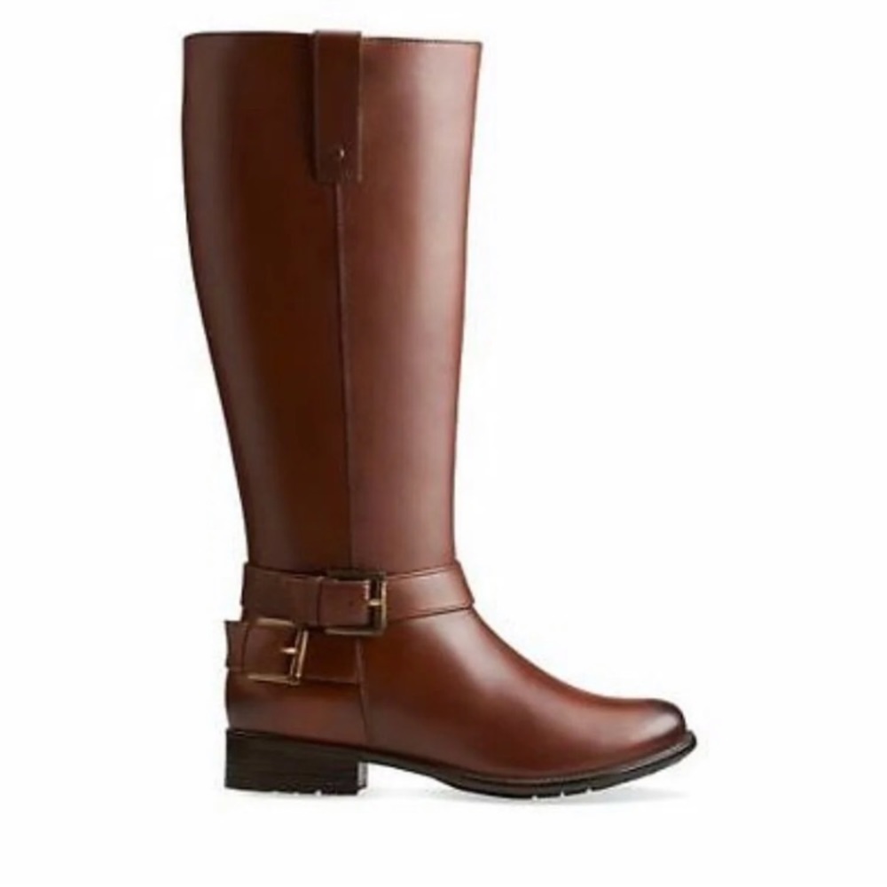 CLARKS LEATHER RIDING BOOTS 7.5